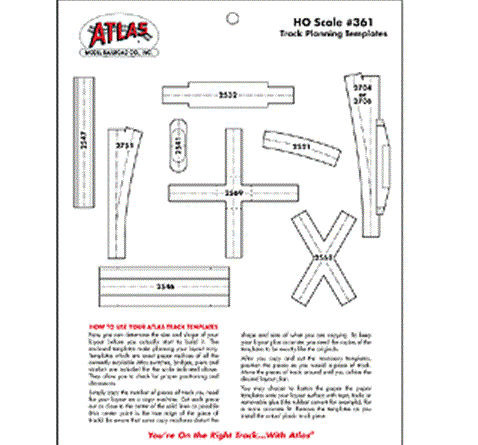 ATL 361 Atlas HO Scale Track Planning Template New Free Shipping 