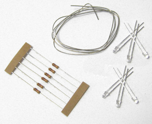 LED Pack Cool White (6) with Resistors & Tinned Wire