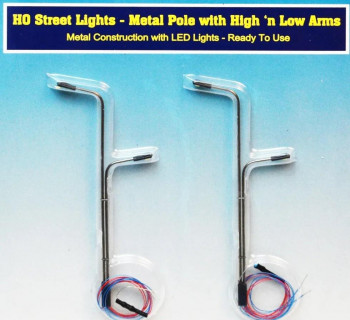 US Street Light Metal Pole w/High & Low Arms (2)