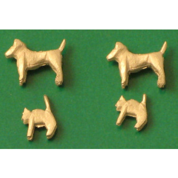 Unpainted Whitemetal Cats and Dogs (4)