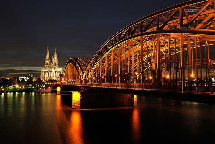 Hohenzollern Bridge and Cologne Cathedral.