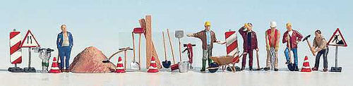 Road Maintenance Workers (6) and Accessories Figure Set