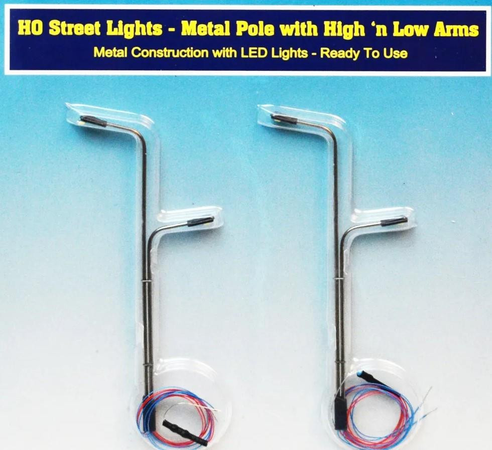 #D# US Street Light Metal Pole w/High & Low Arms (2)