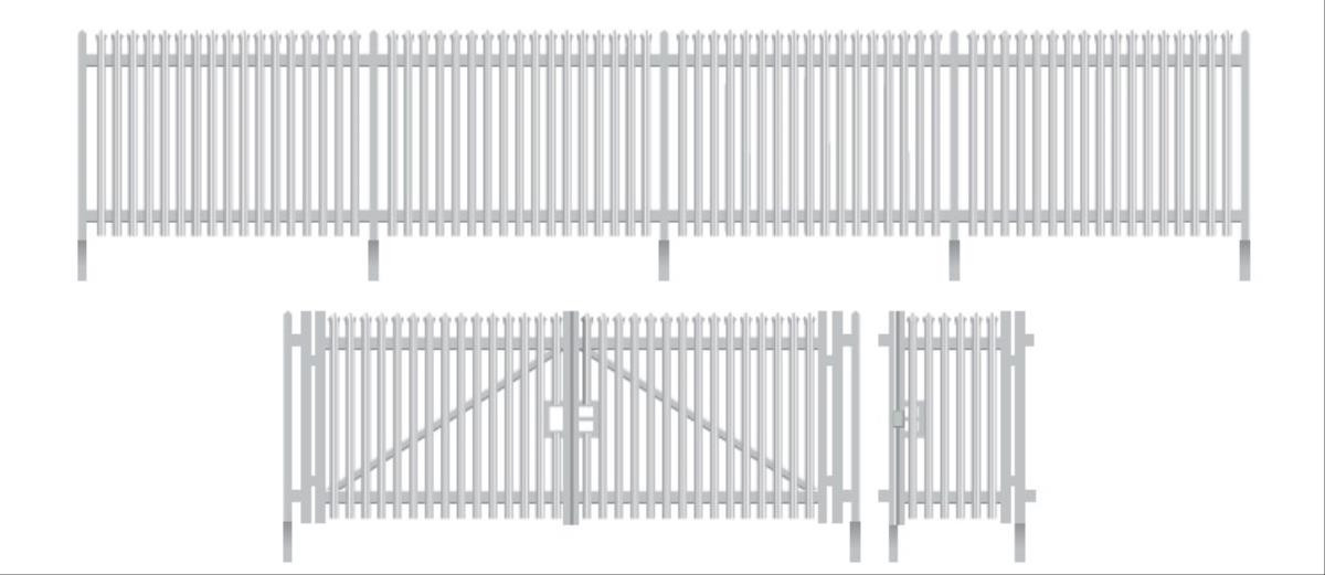 Modern Palisade Fencing with Gates