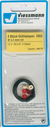 Spare Bulb Red T3/4 2.3mm Diameter 12v 50mA (2)