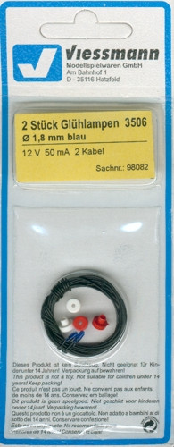 Spare Bulb Blue T1/2 1.8mm Diameter 16v 30mA (2)