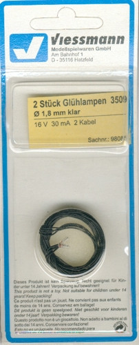 Spare Bulb Clear T1/2 1.8mm Diameter 16v 30mA (2)