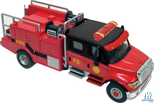 International 7600 2 Axle Crew Cab Brush Fire Truck Red