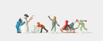 Children with Snowman (6) Figure Set