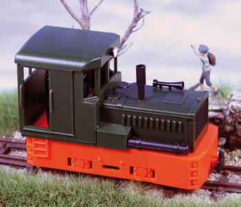 Plymouth Diesel Loco Green Body/Red Chassis-Boxes&Tank