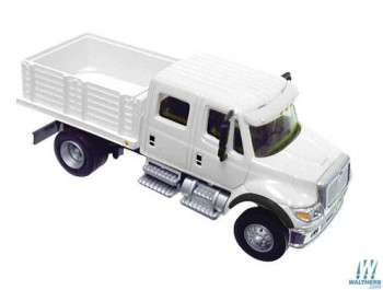 International 7600 2 Axle Crew Cab Truck Solid Stake Bed MOW
