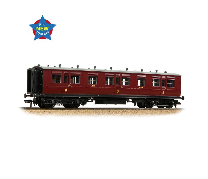 50ft Arc Roof Third Corridor Coach LMS Crimson Lake 2326