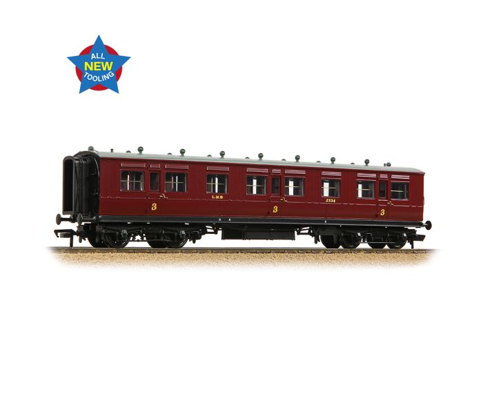 50ft Arc Roof Third Corridor Coach LMS Crimson Lake 2334