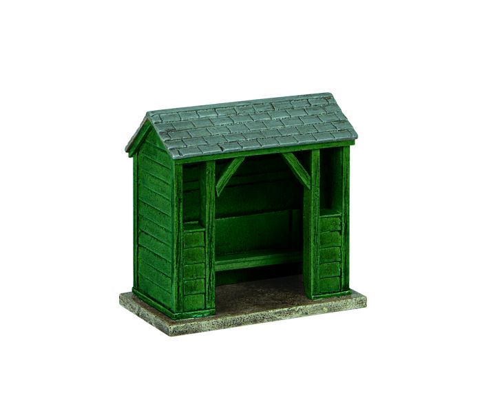 Scenecraft Wooden Bus Stop Green (Pre-Built)