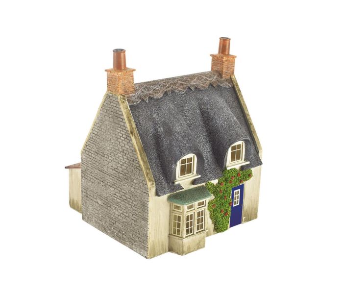 Scenecraft Thatched Cottage Grey Stone (Pre-Built)
