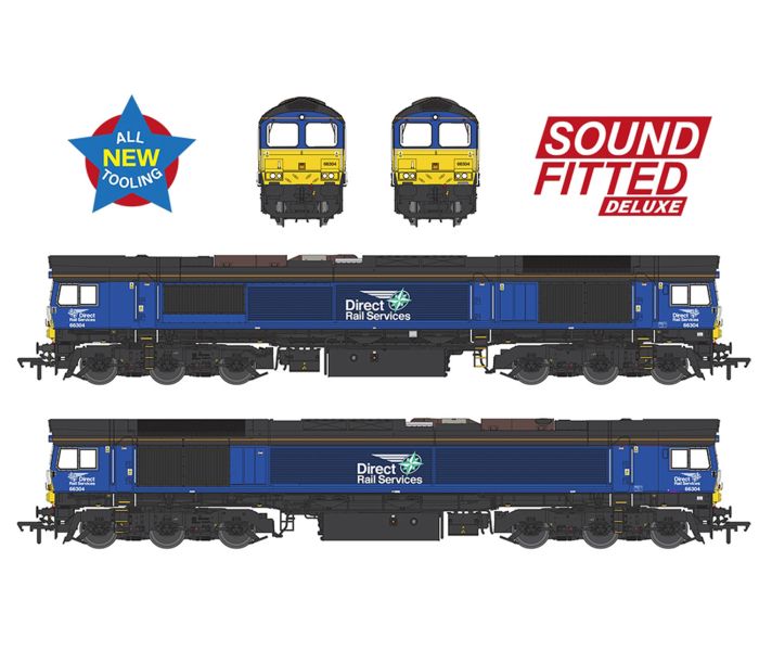 Deluxe Class 66 304 DRS Compass Small Logo (DCC-Sound)