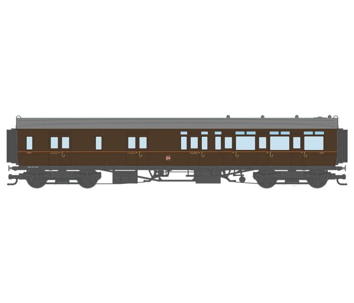 Corridor Toplight 1940 GWR All Brown TC Brake 3rd RH 3597