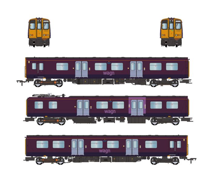 Class 313 024 3 Car EMU West Anglia Great Northern Purple