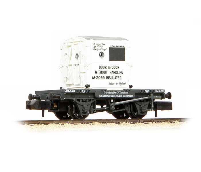 Conflat Wagon GWR Grey 39230 w/GWR AF White Container