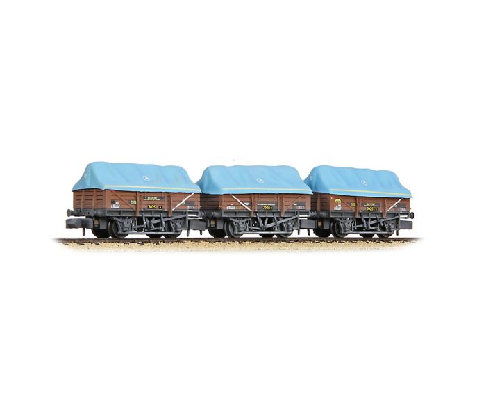 5 Plk China Clay Wagon Set (3) BR Bauxite Tent Canopy Wthd