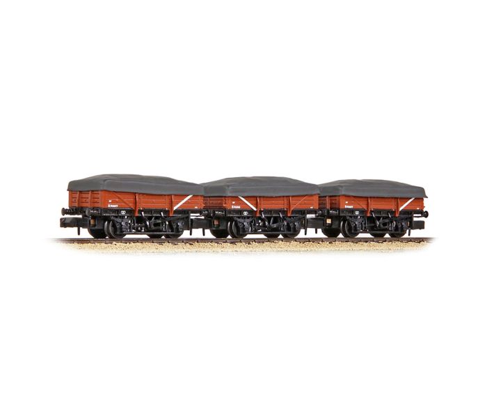 5 Plk China Clay Wagon Set (3) BR Bauxite Flat Canopy