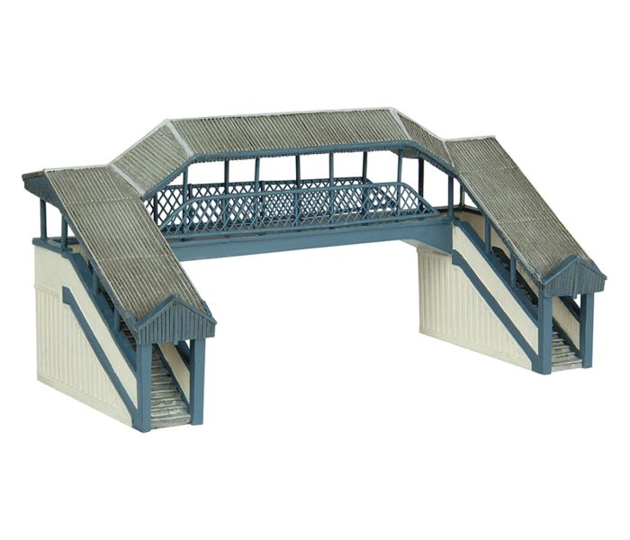 Scenecraft Covered Metal Footbridge Blue/Cream (Pre-Built)