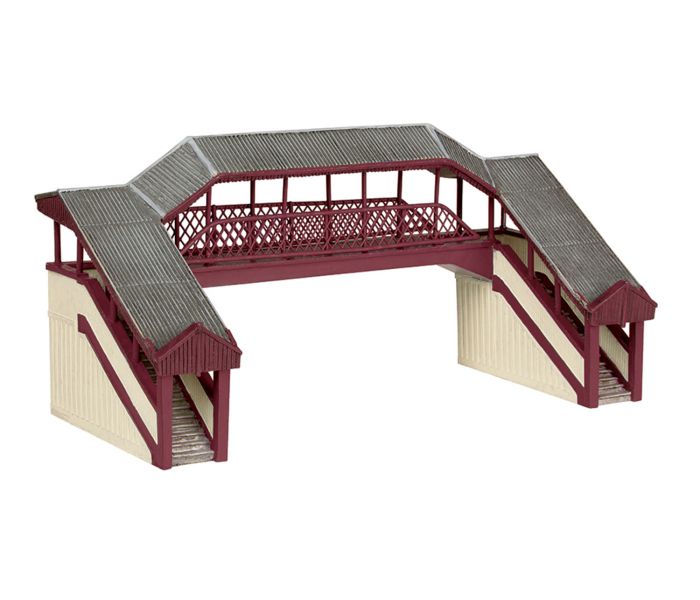 Scenecraft Covered Metal Footbridge Red/Cream (Pre-Built)