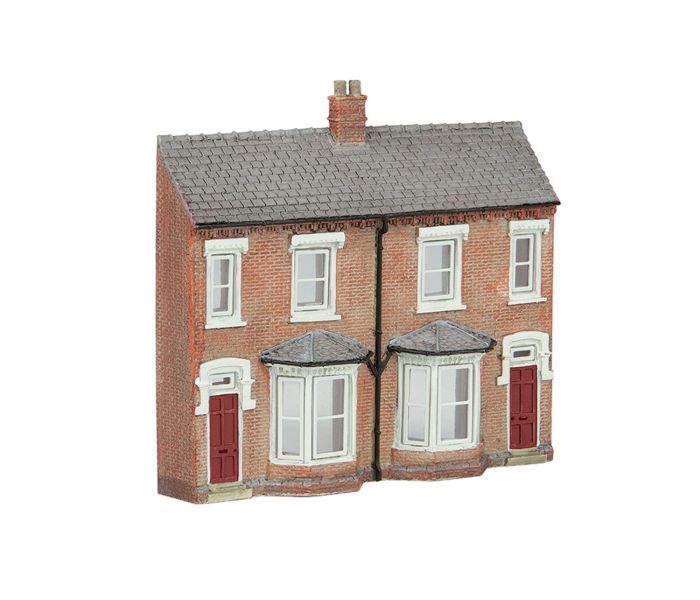 Scenecraft Low Relief Terraced Houses Red (Pre-Built)