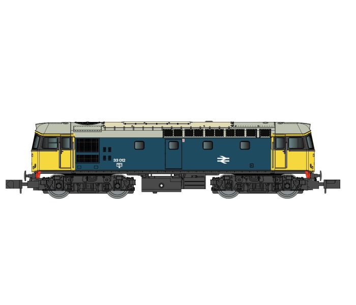 Class 33 012 BR Blue w/Yellow & Black Cabs (DCC-Fitted)