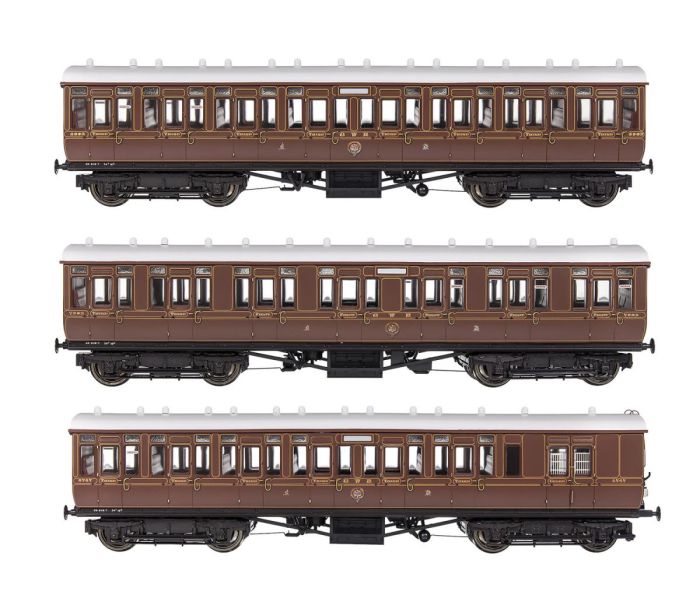 GWR Toplight Coach Set (3) GWR Lined Crimson Pack A
