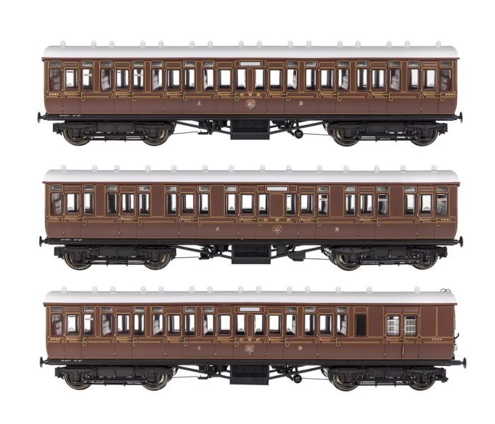 GWR Toplight Coach Set (3) GWR Lined Crimson Pack B