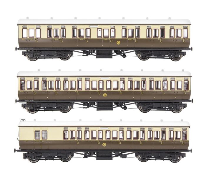 GWR Toplight Coach Set (3) GWR Choc/Crm Shirtbutton Pack B