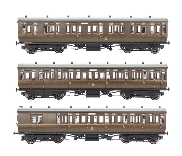 GWR Toplight Coach Set (3) GWR All Brown Pack A