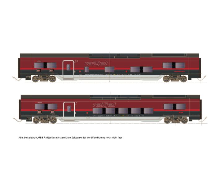 OBB Railjet Dani Coach Set 3 (2) VI-Hobbytrain (by Lemke)-H25403