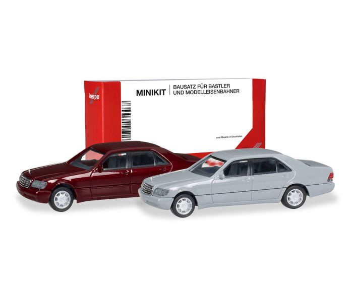 Minikit Set (2) MB S Class W140 Dark Red & Grey