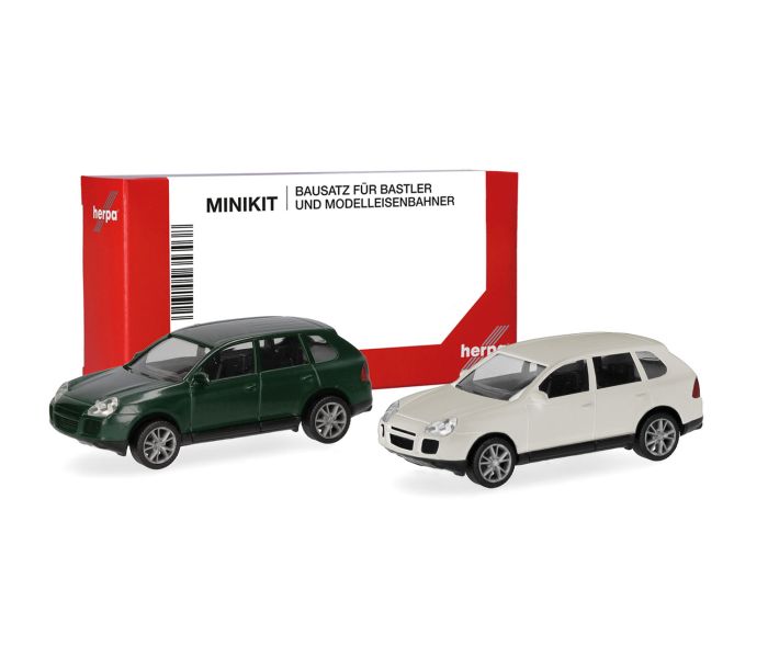 Minikit (2) Porsche Cayenne Turbo Racing Green/Sand White
