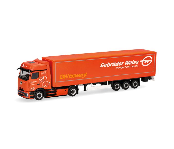 MB eActros 600 Bigspace Curtain Semitrailer Gebruder Weiss