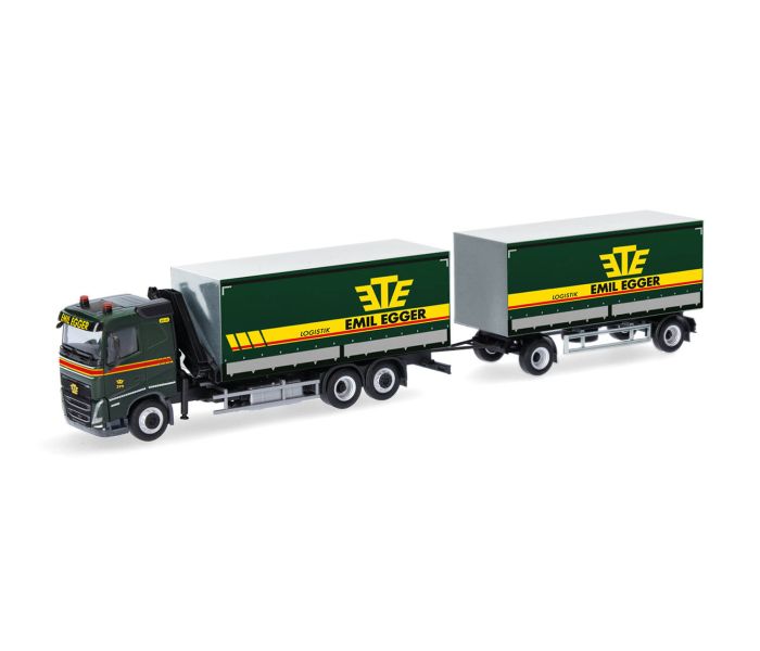 Volvo FH GL Flat Roof Tarpaulin Trailer w/Crane Emil Egger