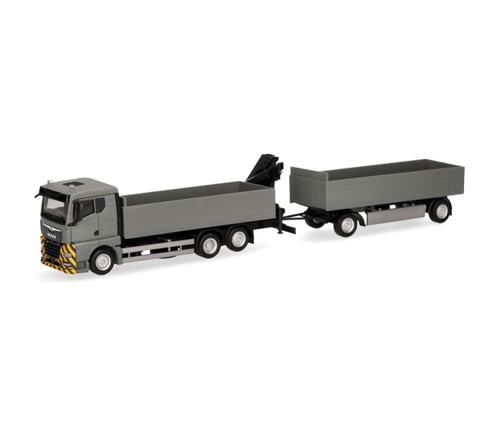 MAN TGX GN Plank Bed Trailer w/Crane Grey/Yellow