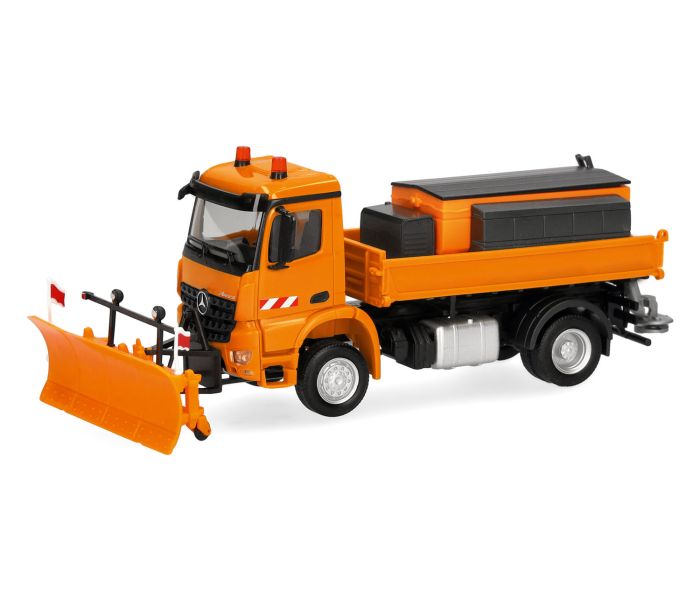 MB Arocs S 18 3 Way Dumper Truck w/Snow Plough Orange
