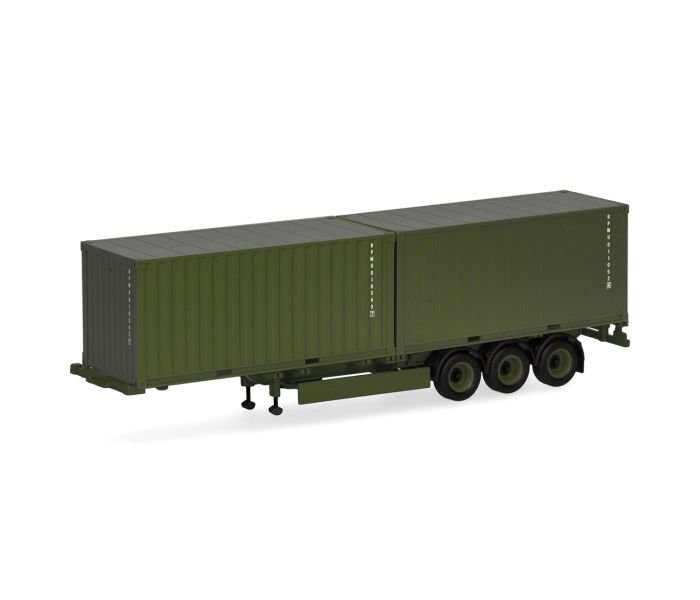 Military 3 Axle Trailer w/2x20ft Container Load