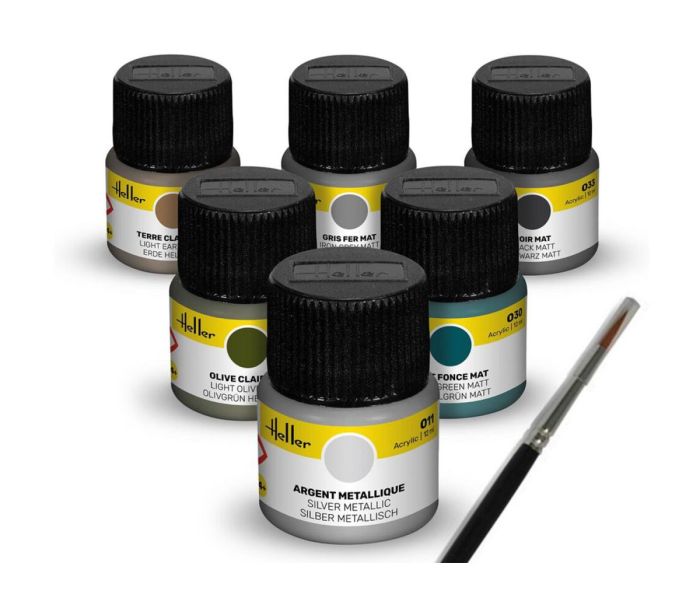 Military Acrylic Paints (6) & Brush Set