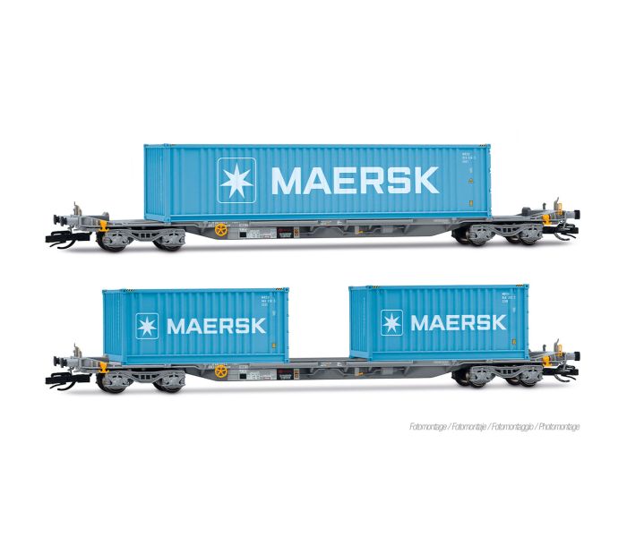 DBAG Flat Wagon w/Maersk Container Load Set (2) VI