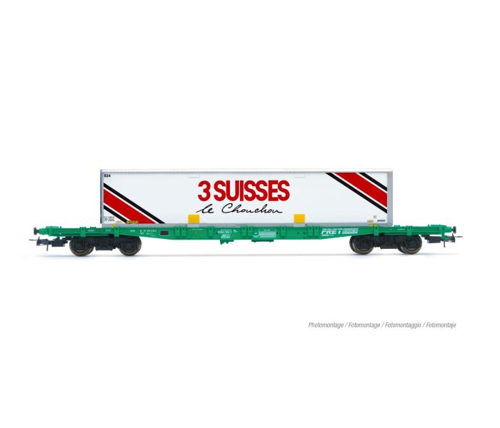 SNCF S70 Flat Wagon w/3 Suisses Swapboy Load IV