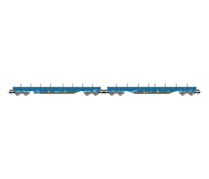 Press Res Bogie Stake Wagon Set Blue (2) VI