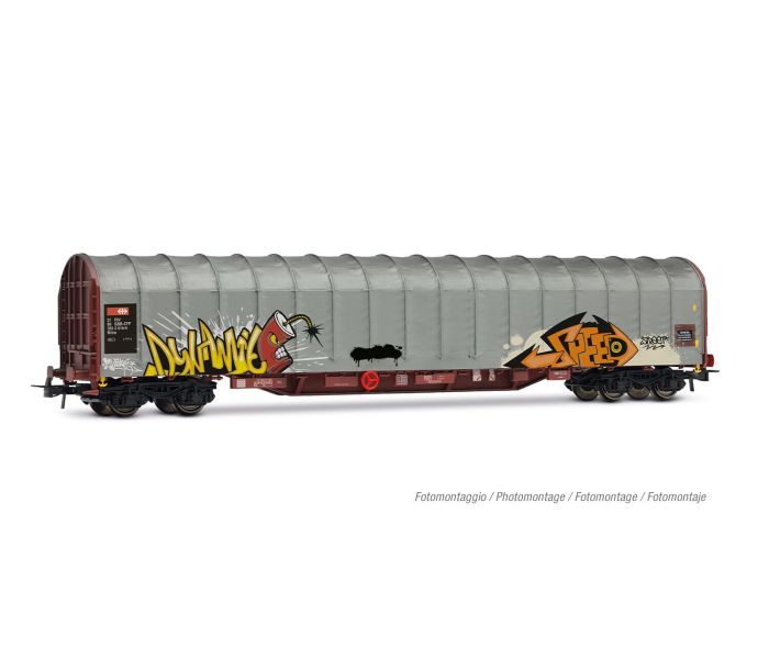 SBB Rils 4 Axle Tarpaulin Wagon w/Graffiti V