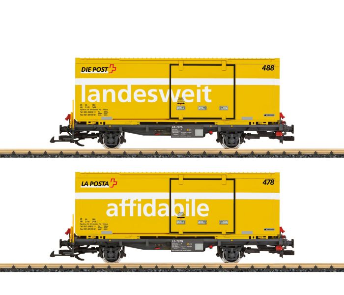 RhB Flat Wagon Set (2) w/Postal Container Load VI