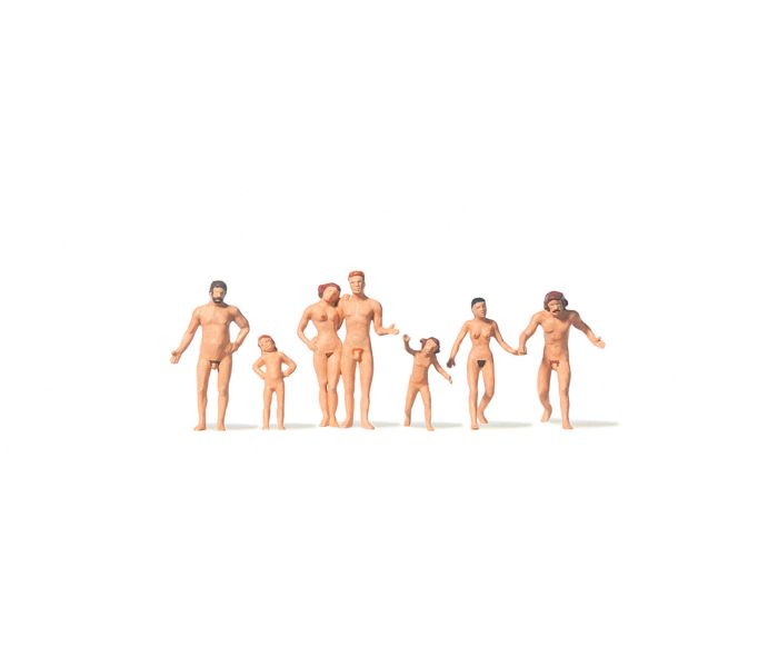 Family on the Nudist Beach (7) Figure Set