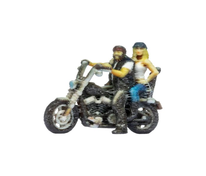 Chopper with Biker & Pillion Standing 3D Master Figure