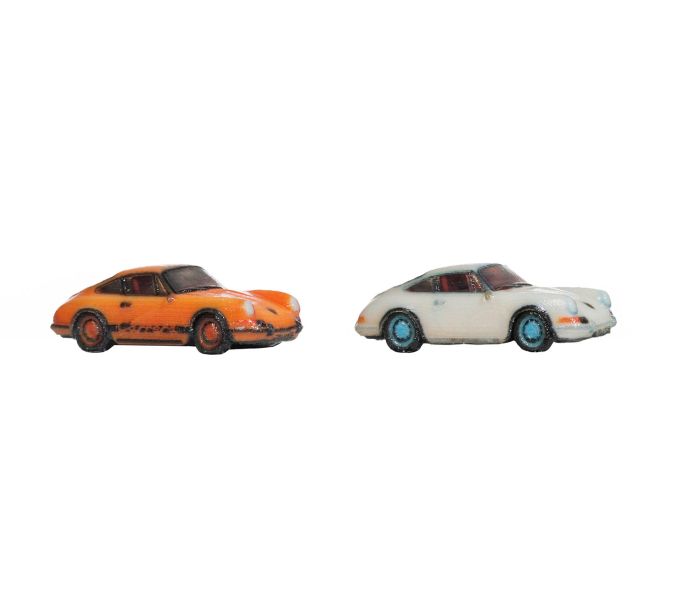 Porsche 911 (2) Orange/White 3D Master Vehicle Set